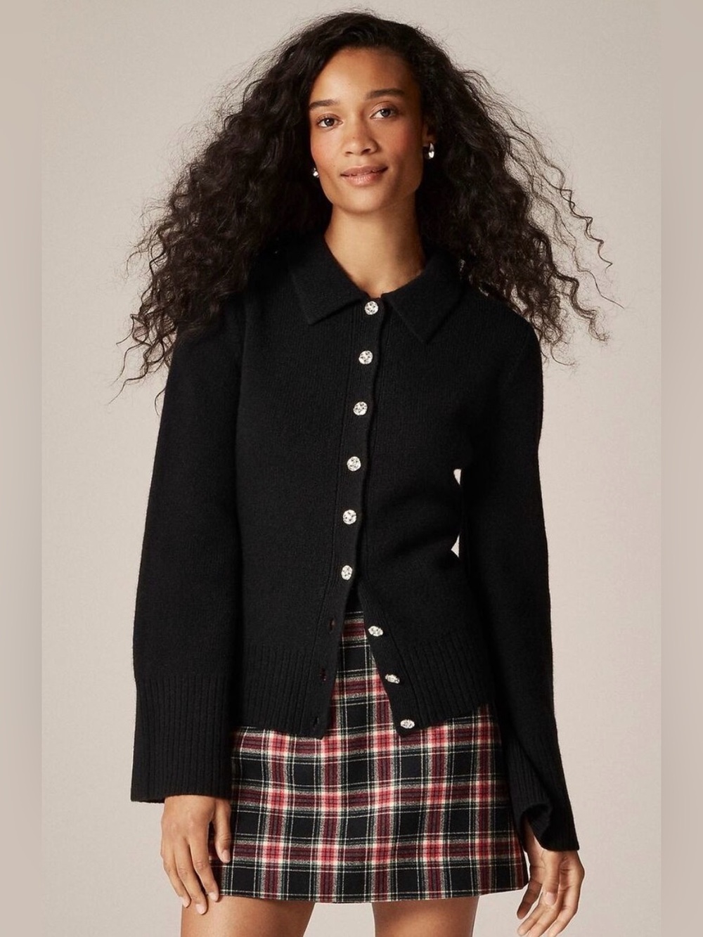 NWT - J. Crew Milano-stitch cinched-waist cardigan with embellished buttons